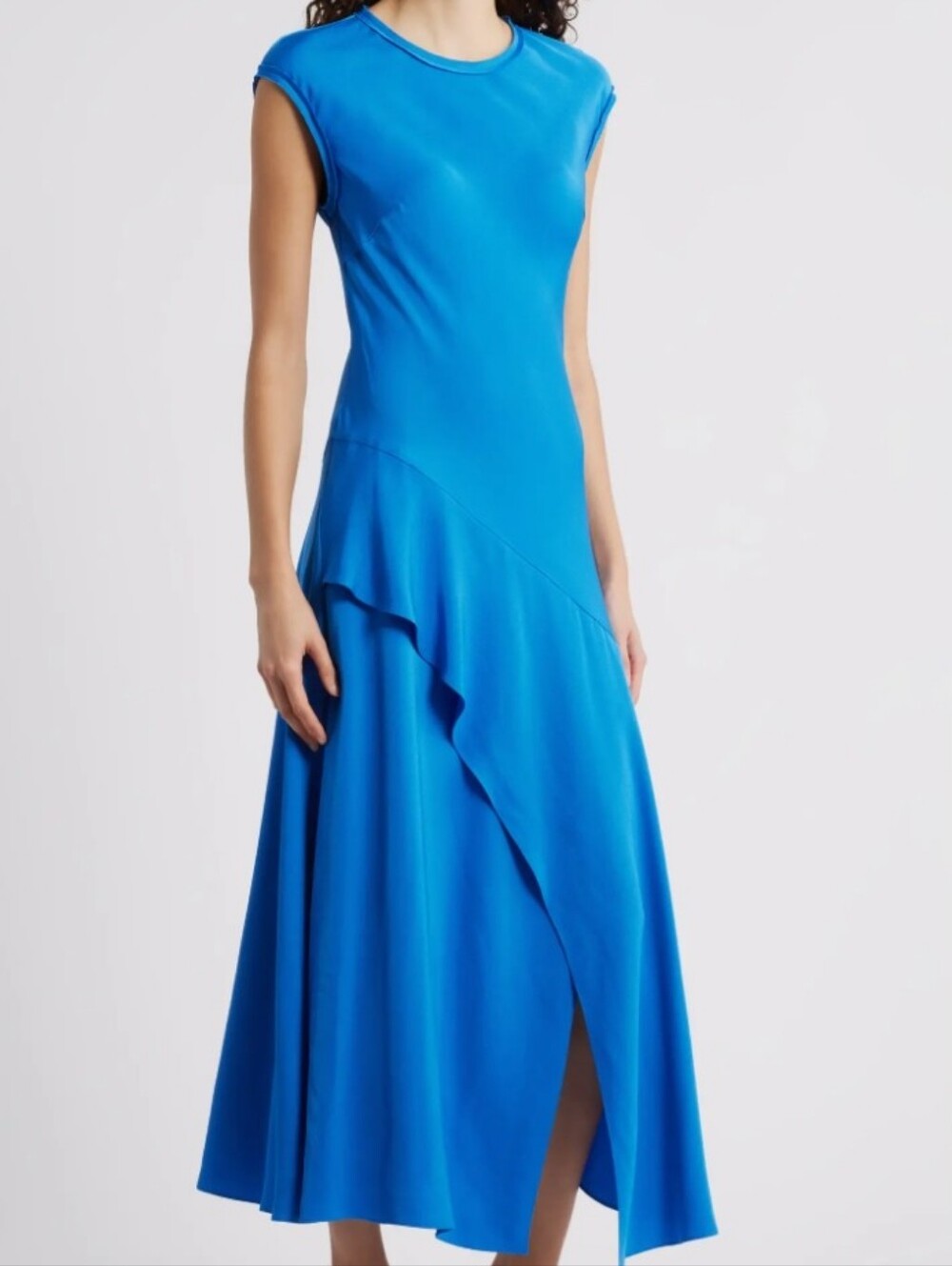 Kobi Halperin Leilani Asymmetric Ruffle Maxi Dress Blue Jay Size XS